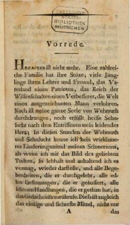 Ueber Hofackers Leben und Charakter : Ein Denkmal für seine Freunde und ein Beytrag zur Gelehrtengeschichte