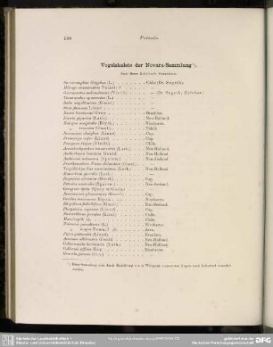 Vogelskelete der Novara-Sammlung