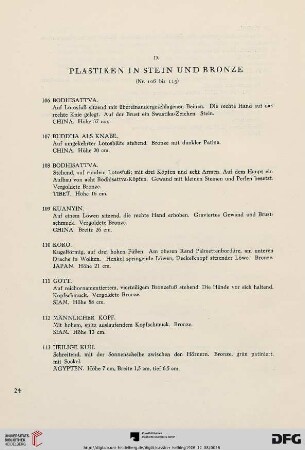D. Plastiken in Stein und Bronze (Nr. 106-115)