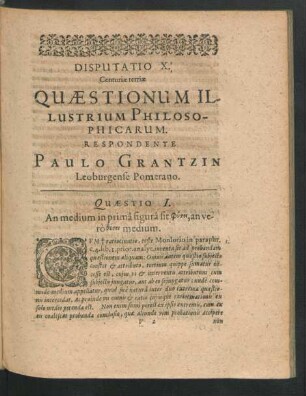 Disputatio X. ... Respondente Paulo Grantzin