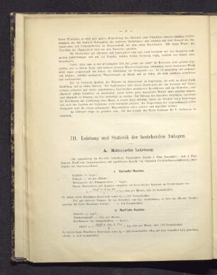 III. Leistung und Statistik der bestehenden Anlagen