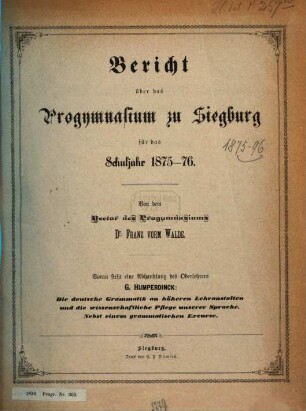Bericht : über das Schuljahr .... 1875/76