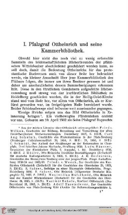 I. Pfalzgraf Ottheinrich und seine Kammerbibliothek