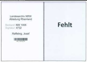Entnazifizierung Josef Raffeling , geb. 07.03.1899 (Schlosser)