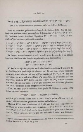 NOTE SUR L'ÉQUATION INDÉTERMINÉE ... .