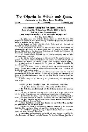 Landesverein Preußischer Volksschullehrerinnen : achte ordentliche Versammlung Pfingsten 1910 in Berlin