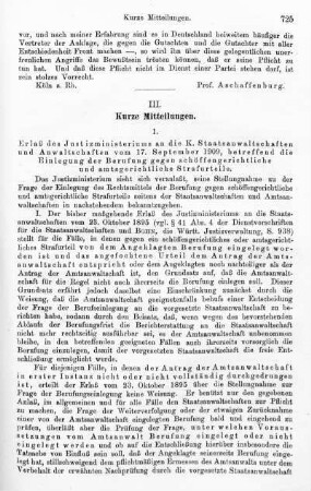 725-732, III. Kurze Mitteilungen
