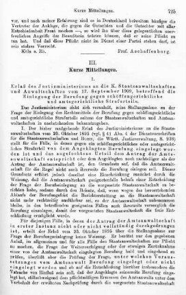725-732, III. Kurze Mitteilungen