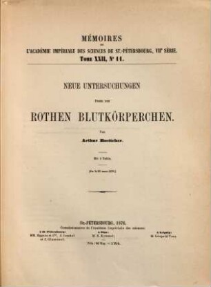 Neue Untersuchungen über die rothen Blutkörperchen