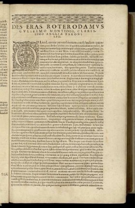 Des Eras Roterodamus Gulielmo Montioio, Clarissimo Angliæ Baroni, S. P. D.
