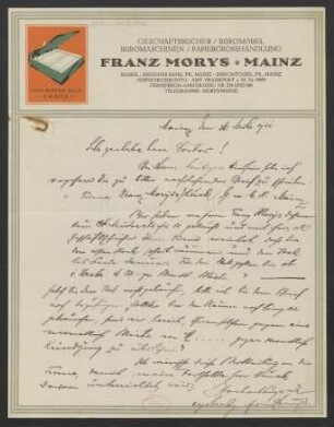 Brief an B. Schott's Söhne : 26.11.1921