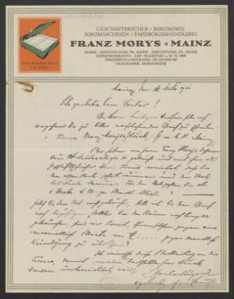 Brief an B. Schott's Söhne : 26.11.1921