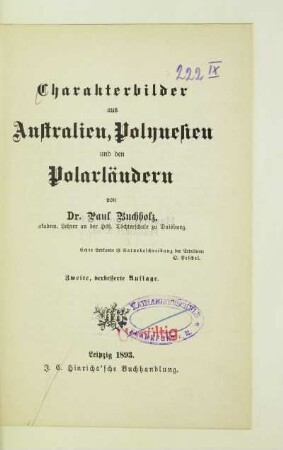 Abt. 9: Charakterbilder aus Australien, Polynesien und den Polarländern