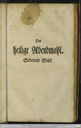 Das Heilige Abendmahl. Siebentes Stück