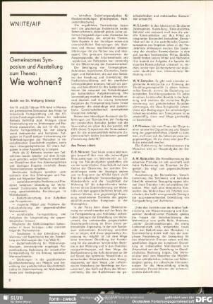 Bericht: Wie wohnen? : WNIITE/AIF