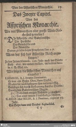 Das Zweyte Capitel. Von der Assyrischen Monarchie