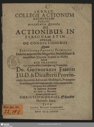 De Actionibus In Personam Et In Specie De Condictionibus