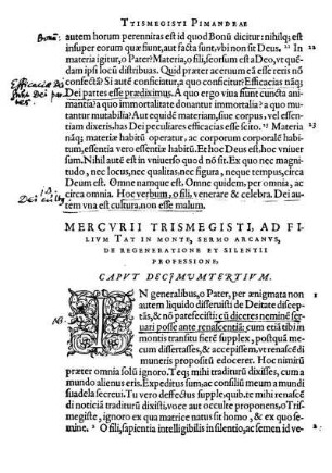 Mercurii Trismegisti, Ad Filium Tat In Monte, Sermo Arcanus, De Regeneratione Et Silentii Professione, Caput Decimumtertium