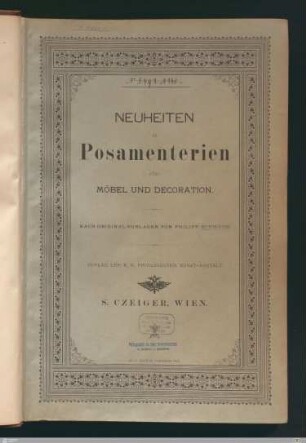 Neuheiten in Posamenterien für Möbel und Decoration : nach Original-Vorlagen