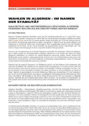Präsidentschaftswahlen in Algerien : Im Namen der Stabilität ; Wahlbetrug und Amtsmissbrauch bescheren Algeriens Präsident Bouteflika ein umstrittenes viertes Mandat