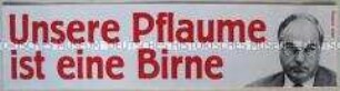 Aufkleber von Klaus Staeck zur Bundestagswahl 1987 mit einem ironischen Spruch auf Helmut Kohl