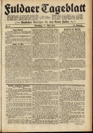 Ausgabe vom Dienstag, den 17. Mai 1921.