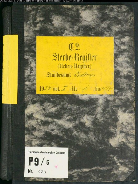 Sterberegister Standesamt Bottrop