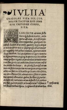 Iulii Agricolae Vita Per Cornelium Tacitum Eius Generum Castissime Composita.