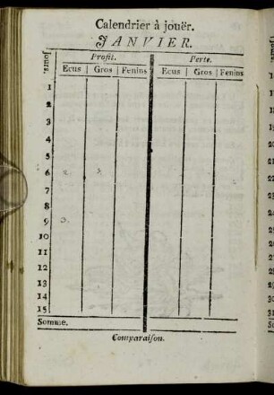 Calendrier à jouër.