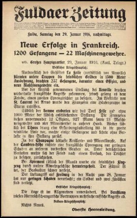 Ausgabe vom Samstag, den 29. Januar 1916.
