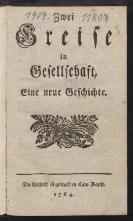 Zwei Greise in Gesellschaft, Eine neue Geschichte