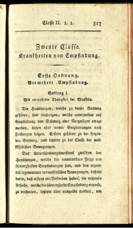 Erste Ordnung. Vermehrte Empfindung.