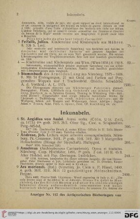 Inkunabeln (Nr. 6 - 40)