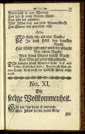 No. XI. Die seelige Vollkommenheit.