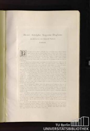 Henri Adolphe Auguste Deglane. Architecte du Grand Palais Paris.