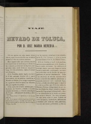 Viaje al Nevado de Toluca, por D. Jose Maria Heredia.
