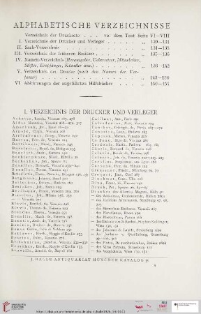 I. Verzeichnis der Drucker und Verleger