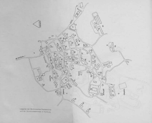 Lageplan der Medizinischen Fachbereiche und der Universitätskliniken in Homburg