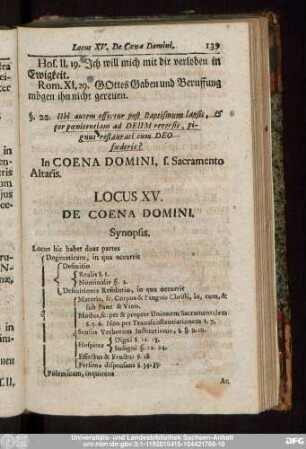 Locus XV. De Coena Domini.
