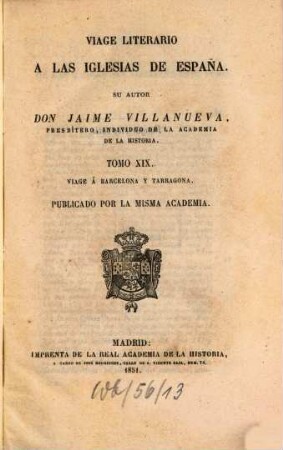 Viage literario a las iglesias de España, 19. Viage á Barcelona y Tarragona