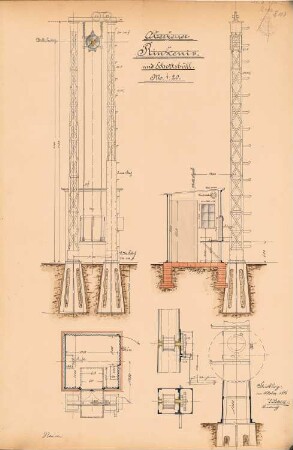 Leuchtturm, Rinkenis: Grundriss, Schnitte 1:20