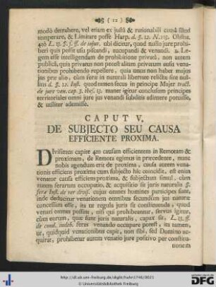 Caput V. De Subjecto Seu Causa Efficiente Proxima.