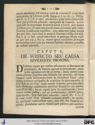 Caput V. De Subjecto Seu Causa Efficiente Proxima.