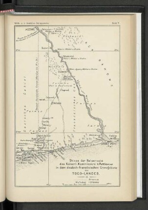 Skizze der Reiseroute des Kaiserl.Kommissars v.Puttkamer in dem deutsch-französischen Grenzgebiete des Togo-Landes.