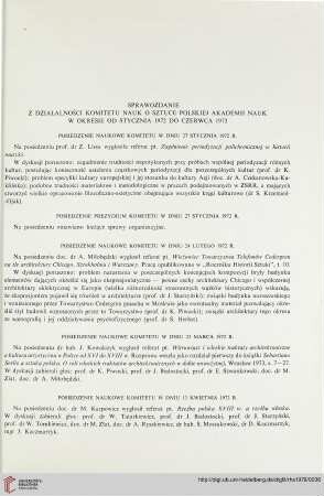 11: Sprawozdanie z działalności Komitetu Nauk o Sztuce Polskiej Akademii Nauk w okresie od stycznia 1972 do czerwca 1973