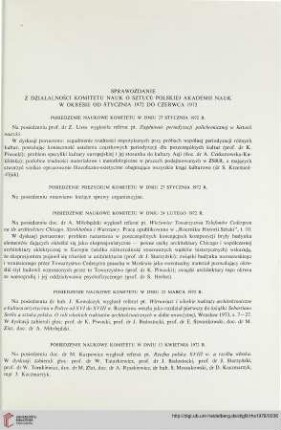 11: Sprawozdanie z działalności Komitetu Nauk o Sztuce Polskiej Akademii Nauk w okresie od stycznia 1972 do czerwca 1973