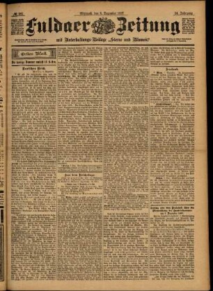 Erste Ausgabe vom Mittwoch, den 08. Dezember 1897.