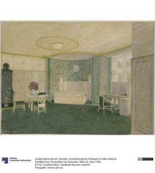 Giessen, Grossherzogliche Wohnung im Alten Schloss Schlafzimmer, Perspektive von Südosten