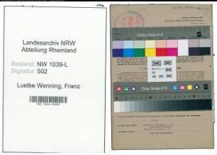 Entnazifizierung Franz Luetke Wenning , geb. 25.06.1879 (Kaufmann)