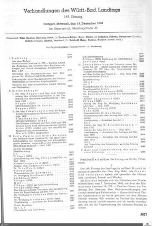 149. Sitzung, Stuttgart, 14.12.1949